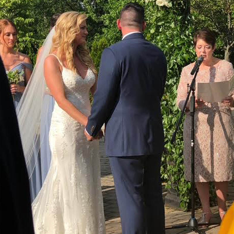 Wedding Officiant Robin with newly married couple